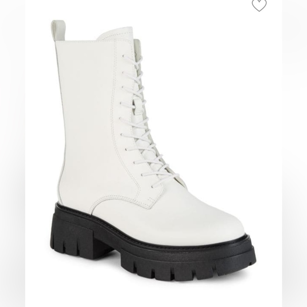 NWT ASH Liana white leather combat boots lug sole size 6 - Picture 1 of 10